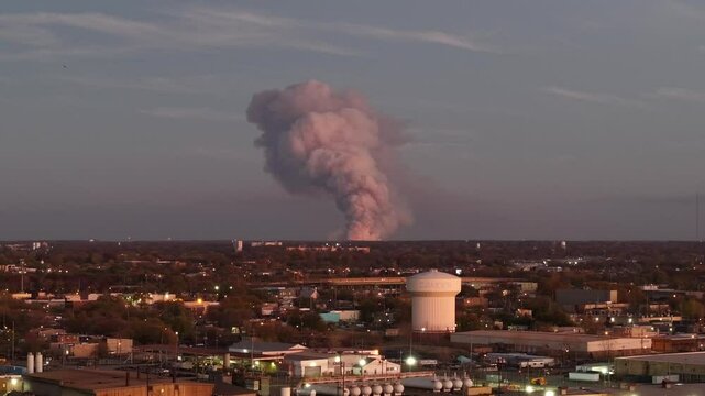 Aerial View of Forest Fire Smoke in New Jersey from 5 Miles Away