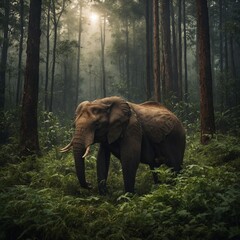 Fototapeta premium Write a short story where animals work together to save their forest.