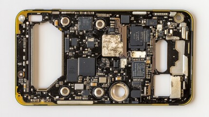 Fototapeta premium Close-up Image of Electronic Circuit Board in Black and Gold Design