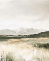 Vintage landscape art painting, wall art, design, realistic, textured painting