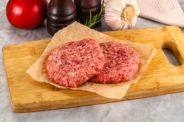Raw round beef cutlet minced meat