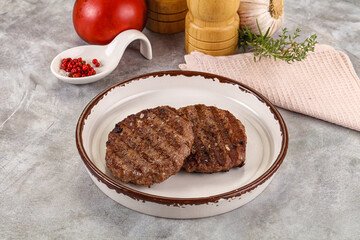 Grilled beef burger cutlet minced meat