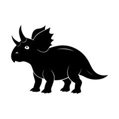 Dinosaur Triceratops Silhouette Illustration for Creative Projects and Educational Use.