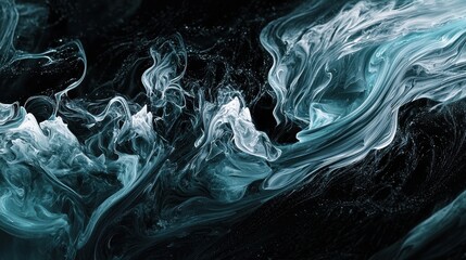 Fototapeta premium Abstract Flowing Aqua and Black Smoke in Artistic Composition for Visual Appeal