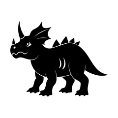 Triceratops Silhouette Illustration Art for History, Nature, and Dinosaur Lovers.