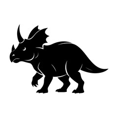 Triceratops Silhouette Illustration Design for Dinosaur Lovers and Creative Art Themes.