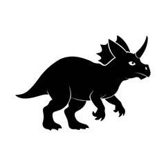 Triceratops Silhouette Illustration for Educational Dinosaur Art and Kids Decor Themes.