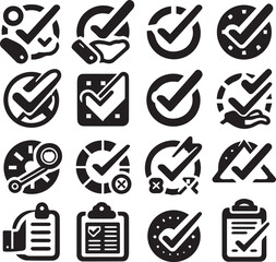 A clean, black-and-white vector icon of a check mark, perfect for use in logos, designs, and web projects. Ideal for approval, confirmation, or success-themed graphics.
