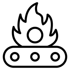Fire icon outline vector symbol illustration