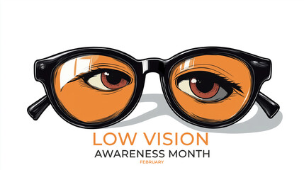 Low Vision Awareness Month. eye with glasses illustration.
