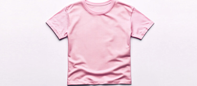 A soft pastel pink T-shirt with a barely visible honeycomb texture, displayed on a solid white background, highlighting the gentle design and texture.