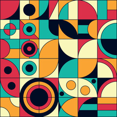 Fun and Vibrant Abstract Retro Geometric Shape Pattern.