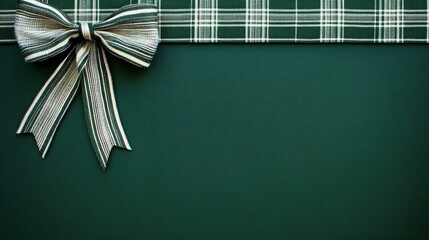 Elegant Green Background with Ribbon Bow for Festive Occasions