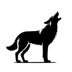 A streamlined silhouette of a howling wolf, showcasing its sleek body and natural contours against a single-color background.