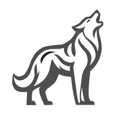 A streamlined silhouette of a howling wolf, showcasing its sleek body and natural contours against a single-color background.
