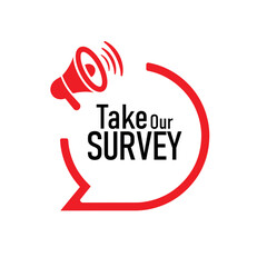 take our survey sign on white background