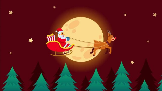 Santa Claus Passing Fullmoon Nite