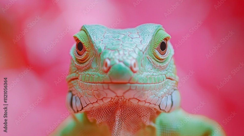 Poster This stunning green iguana showcases its intricate features while resting against a vivid backdrop. The bright colors enhance the reptile’s natural beauty and charm