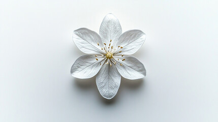 Fototapeta premium Single White Flower Blossom on White Background