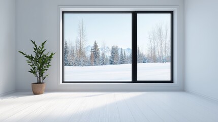 Cozy Indoor Winter Scene with Heated Floor Providing Warmth on Snowy Day