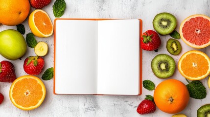 Healthy Smoothie Secrets: Weight Loss Recipe Book Surrounded by Fresh Fruits