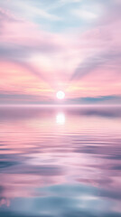 A beams of heavenly light shining over a still lake at sunrise, soft pastel colors reflecting on the water, quiet and harmonious mood, dynamic yet calming composition focus on light and reflections