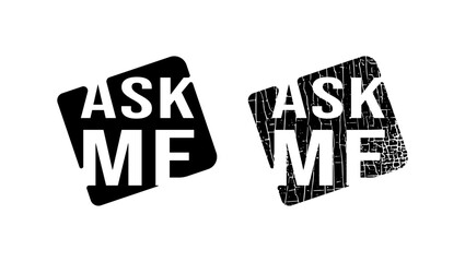 Obraz premium ask me emblem, black isolated silhouette
