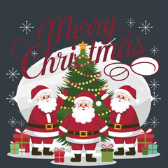  merry christmas sticker, wallpaper, t-shirt, banner, template vector