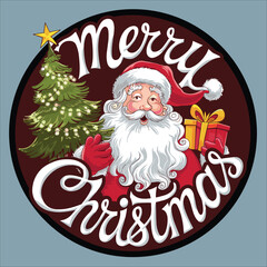  merry christmas sticker, wallpaper, t-shirt, banner, template vector