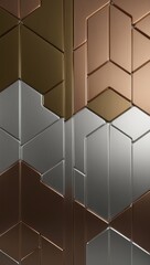 Modern Metallic Geometric Hexagon Wallpaper – Luxurious Gold and Silver Gradient