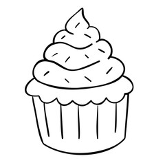 Hand drawn cupcake doodle illustration