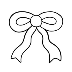 Hand drawn ribbon bow doodle illustration