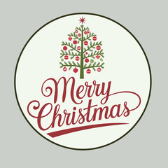 Obraz premium merry christmas sticker, wallpaper, t-shirt, banner, template vector