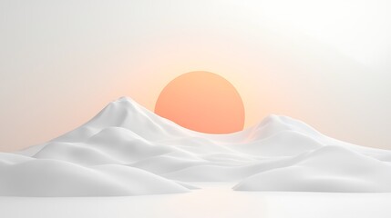Winter landscape serene minimalist viewpoint of a breathtaking sunrise over mountains