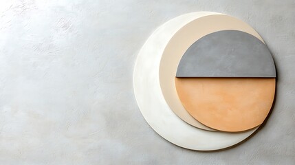 Modern minimalist interior artistic abstract circular forms from a top-down perspective