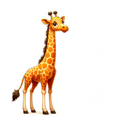 Obraz premium Isolated symbolic vector illustration of cute baby giraffe on white background with copy space.