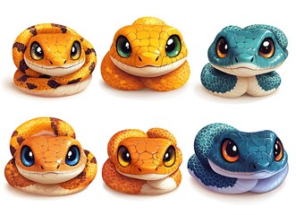 Fototapeta premium A Group of Colorful Snakes.