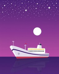 Harbor background at night under purple sky
