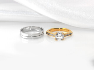 Two wedding rings with different colors and very elegant design