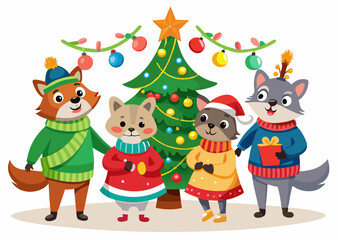 Animals wearing Christmas atti