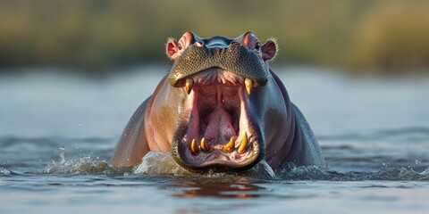 Hippopotamus Emerging From The Water