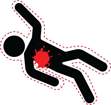 recommend clip art: Isolated pictogram dead body covered with red blood, murder, crime scene, criminal icon
