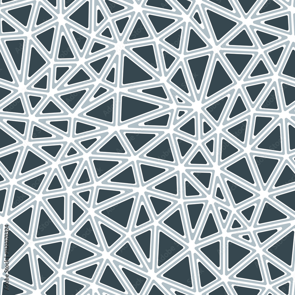 Poster tileable abstract background. rounded solid shapes in frames. medium triangles size. single color to