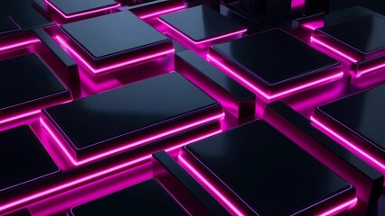 Abstract neon pink cubes background