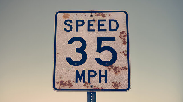 Speed limit sign displaying 35 mph on a rural road, emphasizing the importance of adhering to traffic regulations for safety and compliance.