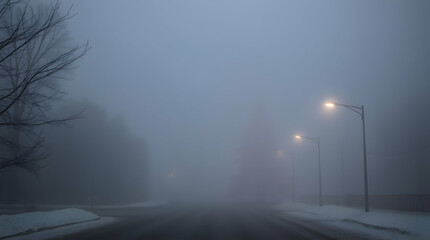 Misty night walk urban street photography foggy environment low perspective tranquil atmosphere for seo impact