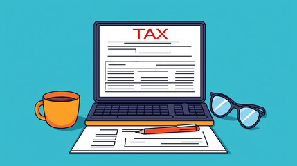 Tax submit income process. Tax submission process image featuring income tax forms, ideal for financial documentation and related business needs in a professional setting.