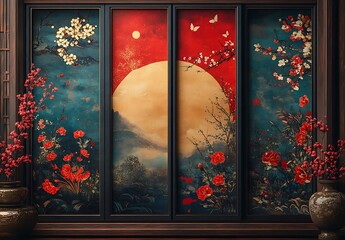 A Painting of Flowers and Trees.