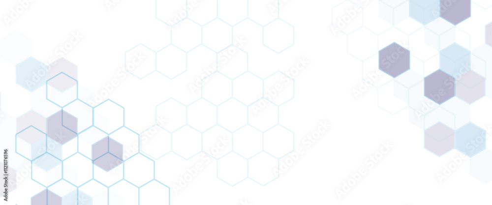 Poster Vector hexagons pattern. Geometric abstract background with simple hexagonal elements. Medical, technology or science design