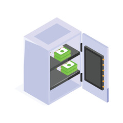 Well designed isometric icon of bank locker, security, safety, wealth, and storage for valuables